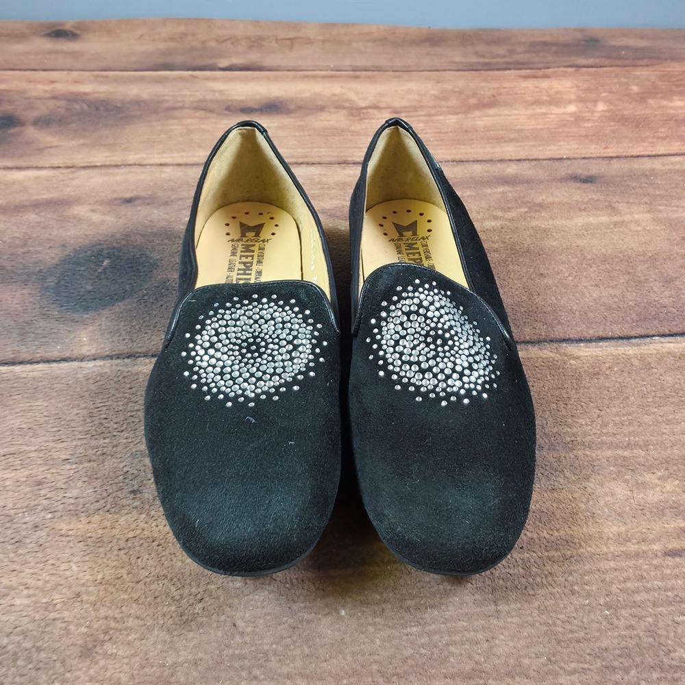 Mephisto Air-Relax Loafers Womens 7.5 Black Good Rhinestone Suede Slip On